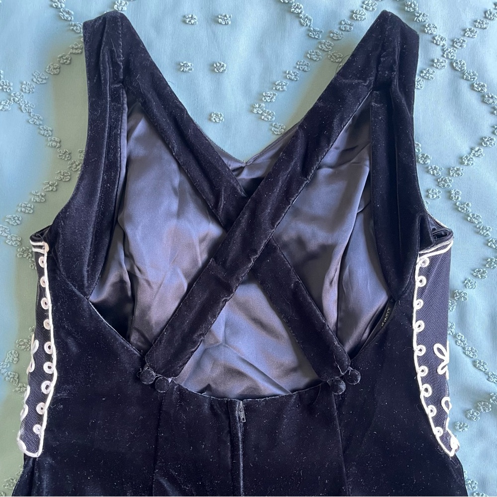 Vintage Scott McClintock Floor Length Embroidered Velvet Evening Dress with Slit - Picture 9 of 12
